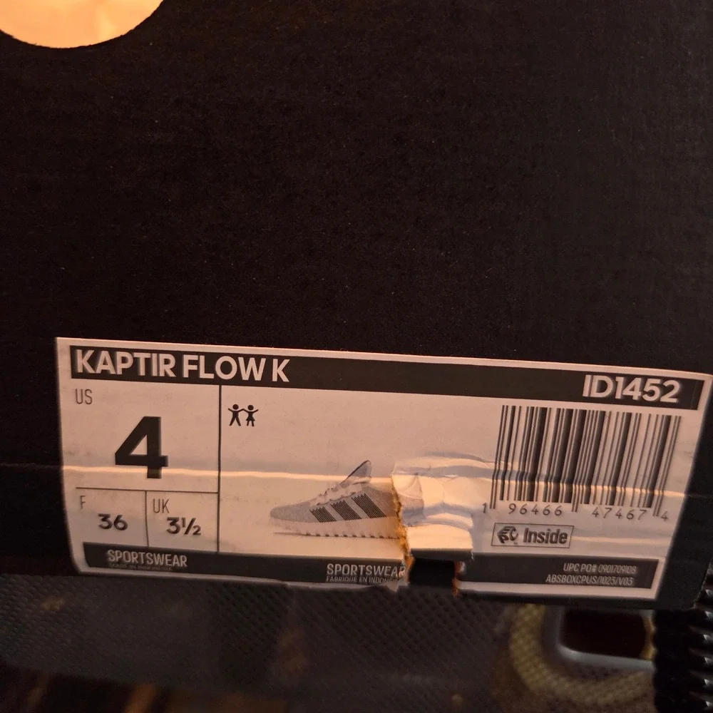 Adidas Kaptir Flow K Kids 4 Grey White Knit Running Sneakers ID1452 Athleisure